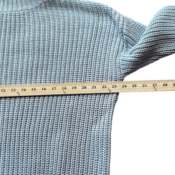 Haven Well Within Shaker Knit Funnel Neck Sweater Pale Blue Chunky Women's Large - Picture 5 of 6